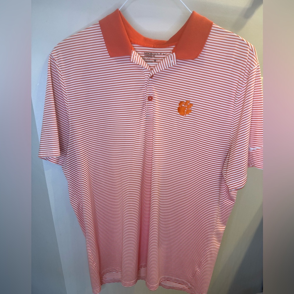 Clemson Tigers Nike Orange and White Striped Polo Shirt